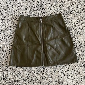 Olive green vegan leather mini skirt